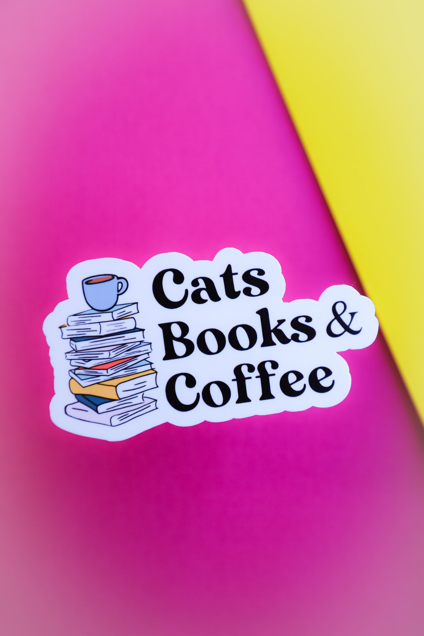 Cats, Books, & Coffee Sticker