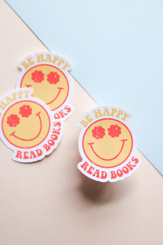 Be Happy Read Books Sticker