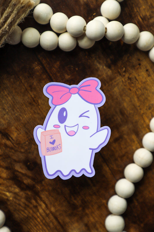 I Love Books Ghost Sticker