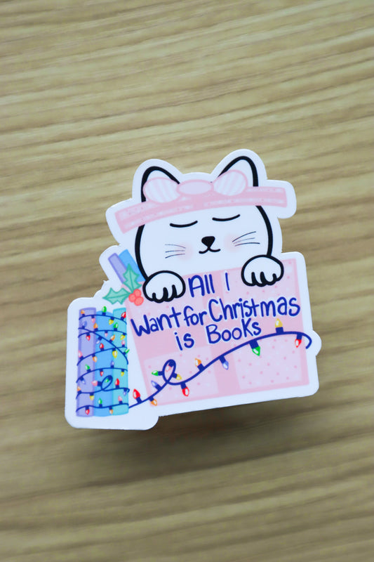 All I Want for Christmas Books Cat Sticker