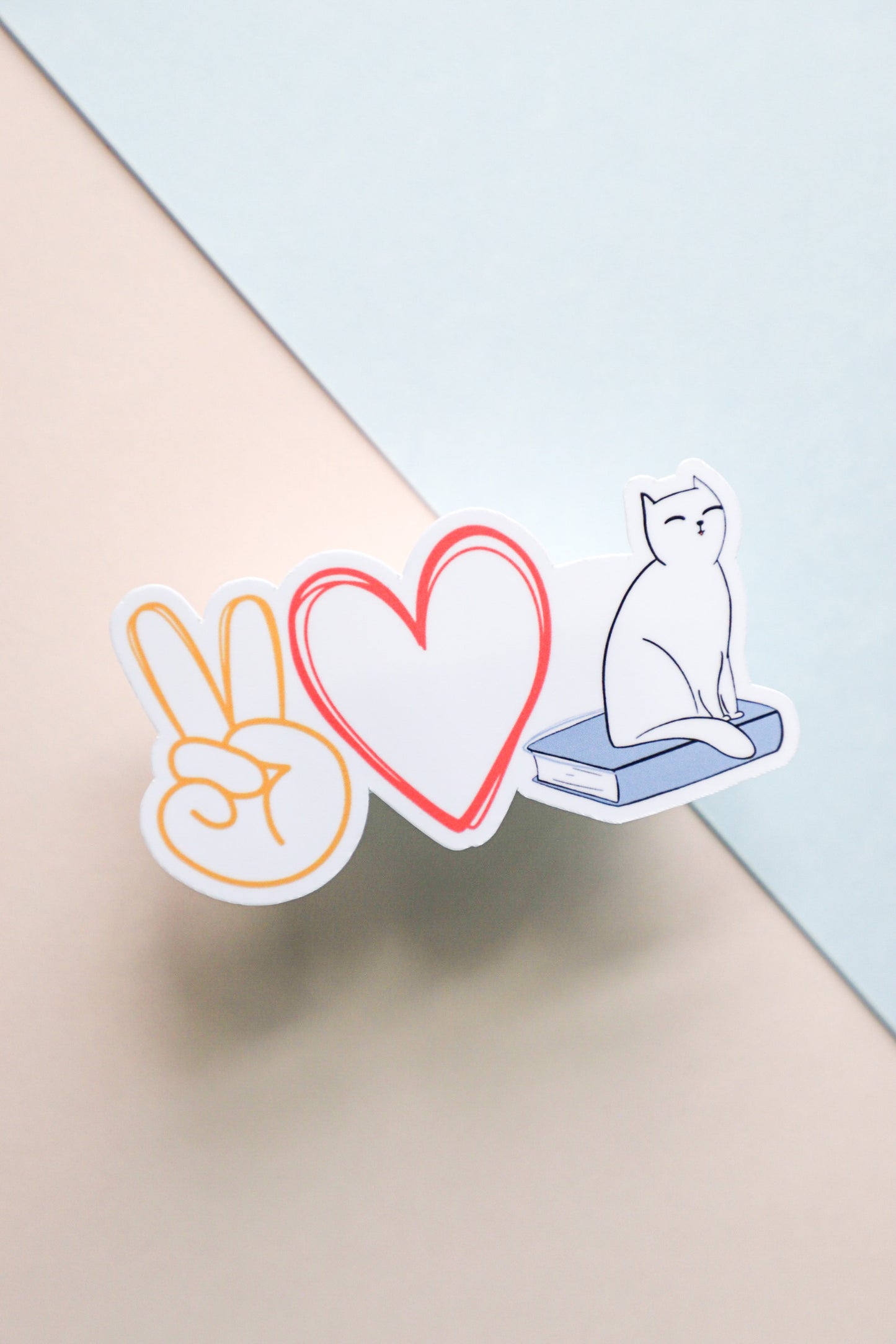 Peace Love Books & Cats Sticker