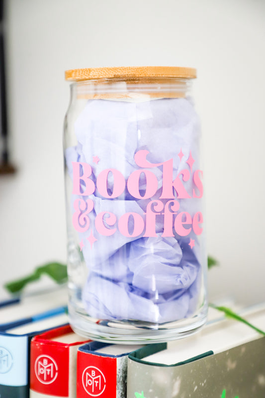Books & Coffee Glass Can Cup