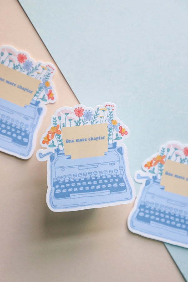 One More Chapter Typewriter Sticker